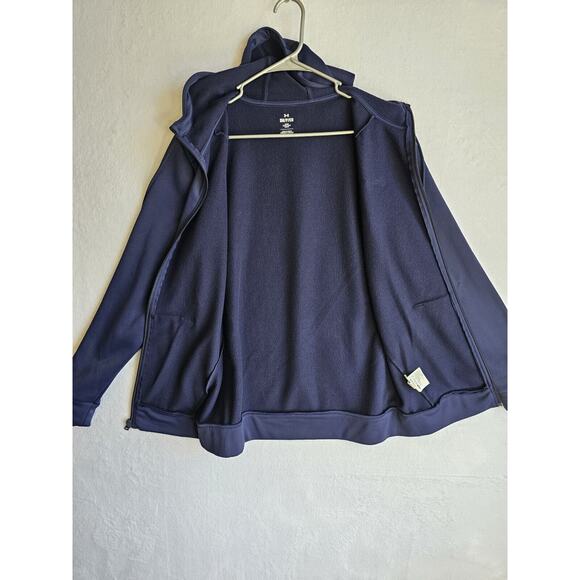 Under Armour Blue High Neck Full Zip Up Hoodie Small Logo Mens Sz Small. - Picture 14 of 16